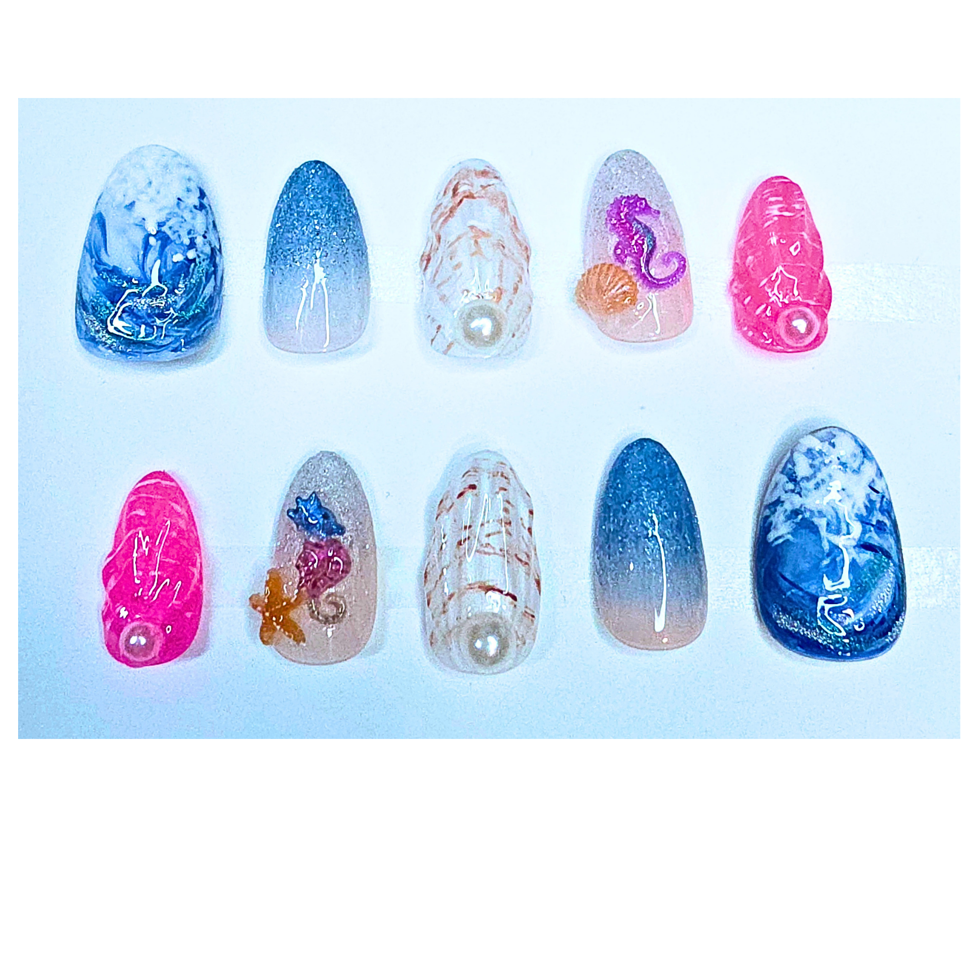 Beach Please Summer Seashell Press-on Nails