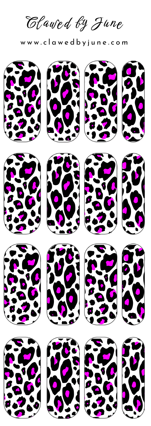 Pink Black and White Leopard Print Waterslide Decals